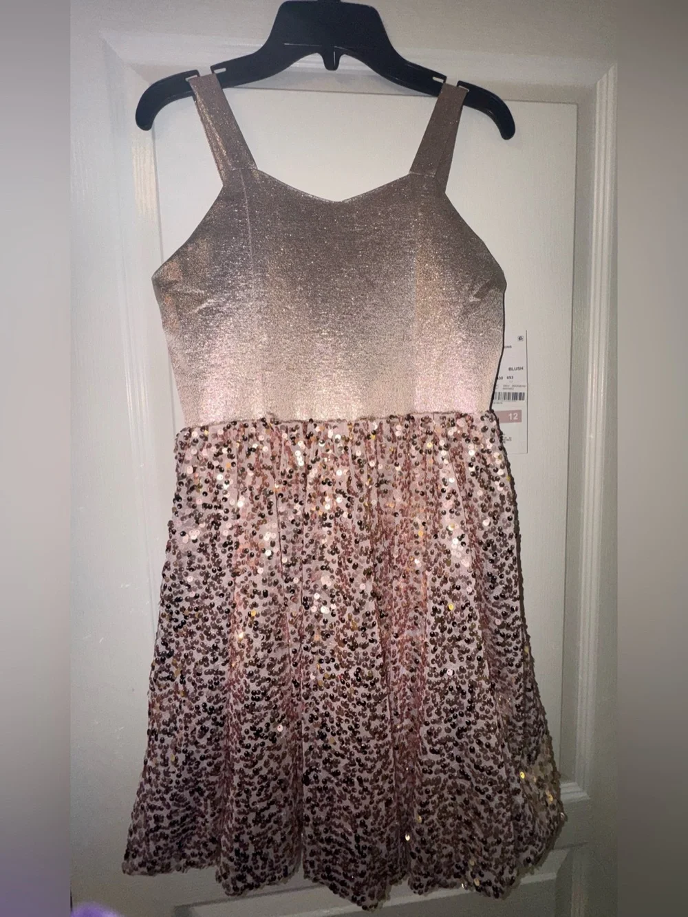 New- Rare Editions Blush Sequin Dress size 12